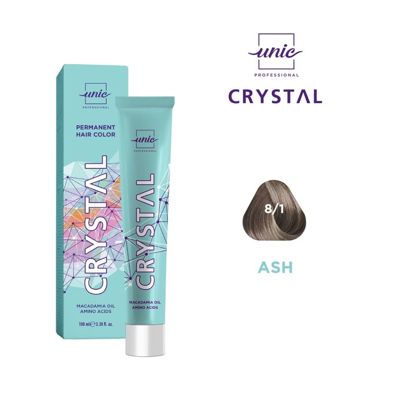Vopsea crema pentru par Crystal, Blond deschis cenusiu 8/1, 100 ml