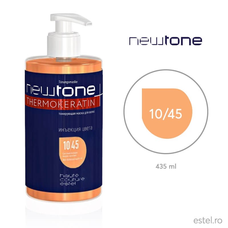Masca nuantatoare pentru par cu keratina Haute Couture NEWTONE 10/45 Blond deschis aramiu-rosu, 435 ml #435 poza noua reduceri 2022