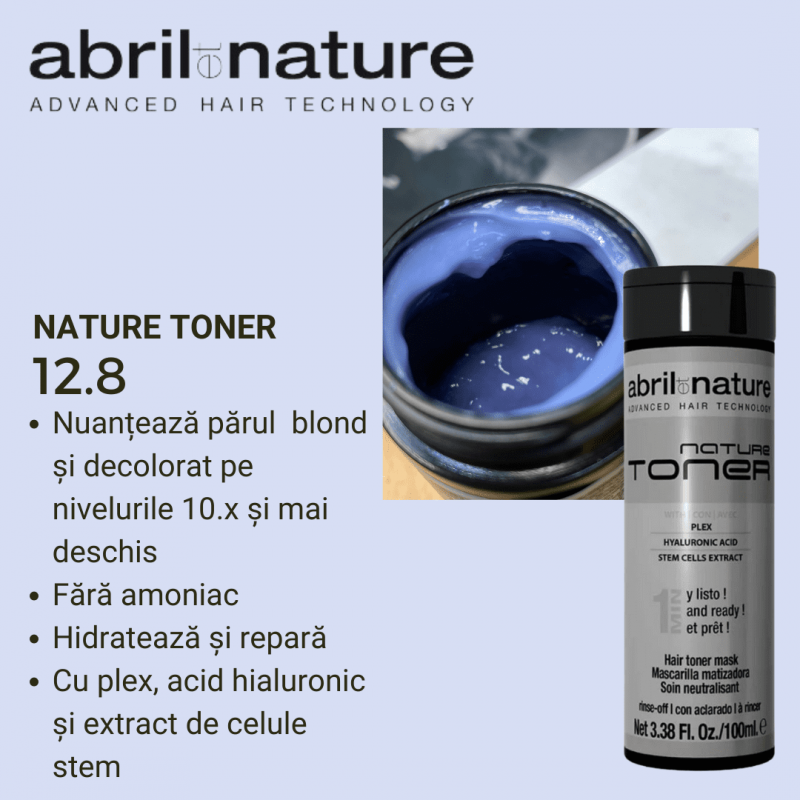 Masca nuantatoare cu acid hialuronic pentru par Nature Tonner Abril et Nature 12.8 Blond foarte deschis bej-perlat, 100 ml - 3 | YEO