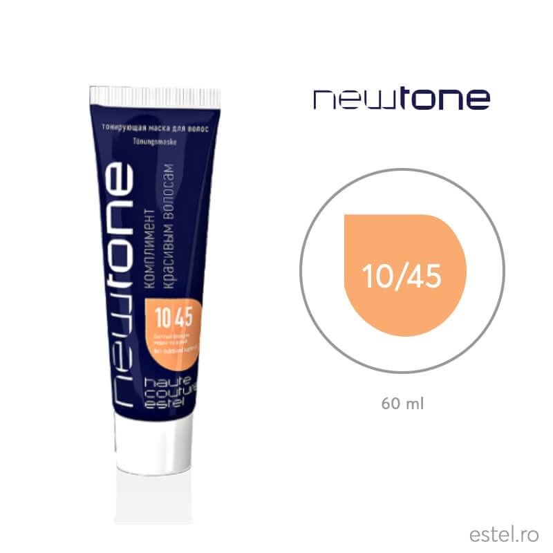Masca nuantatoare pentru par cu keratina Haute Couture NEWTONE, 10/45 Blond deschis aramiu-rosu, 60 ml 10/45 poza noua reduceri 2022
