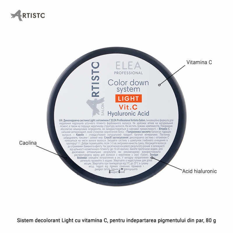 Pasta pentru deschiderea nuantei Light cu vitamina C,  pentru indepartarea pigmentului din par Elea Professional Artisto, 80 g - 2 | YEO
