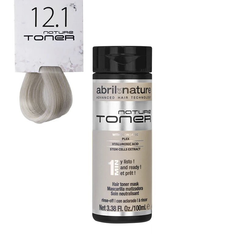 Masca nuantatoare cu acid hialuronic pentru par nature tonner abril et nature 12.1 blond foarte deschis gri, 100 ml